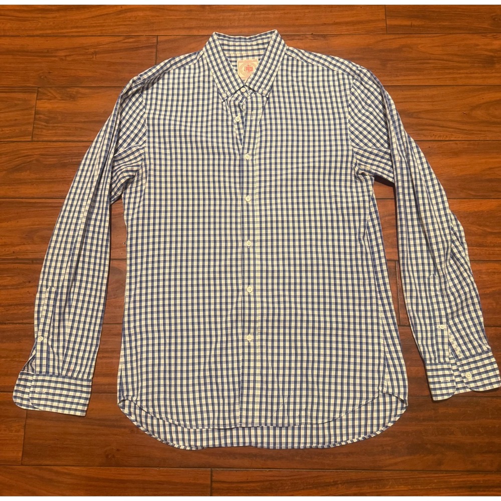 J. Press Trunk Club Mens Large Blue Gingham Check Cotton Button Down Shirt L